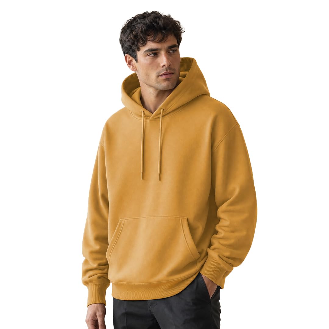 NOBERO Oversized Solid Hooded Sweatshirt for Men | Oversized Hoodie for Men | Hooded Pullover | Cotton Rich Printed Hoodie 280 GSM Fleece