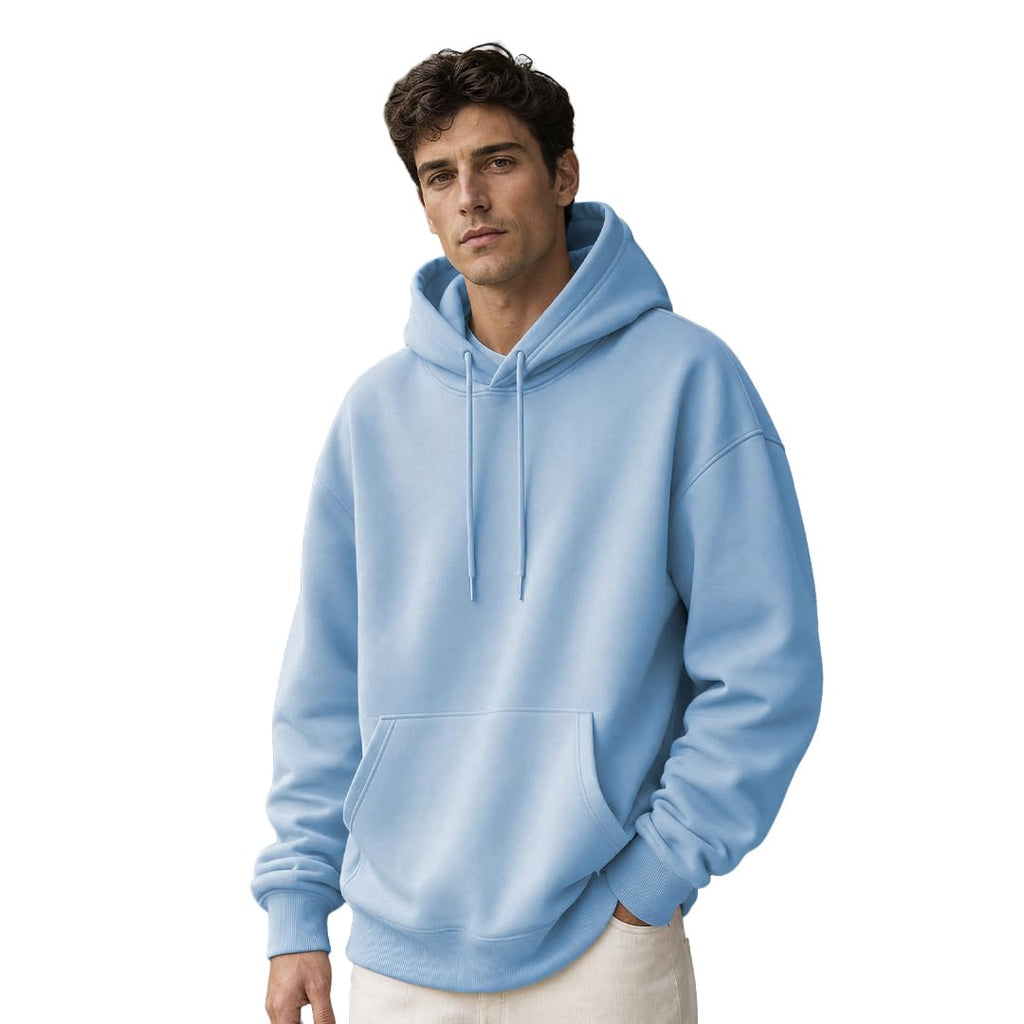 NOBERO Oversized Solid Hooded Sweatshirt for Men | Oversized Hoodie for Men | Hooded Pullover | Cotton Rich Printed Hoodie 280 GSM Fleece