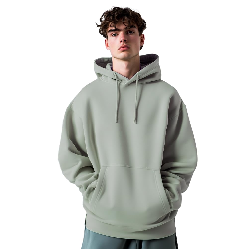 NOBERO Oversized Solid Hooded Sweatshirt for Men | Oversized Hoodie for Men | Hooded Pullover | Cotton Rich Printed Hoodie 280 GSM Fleece