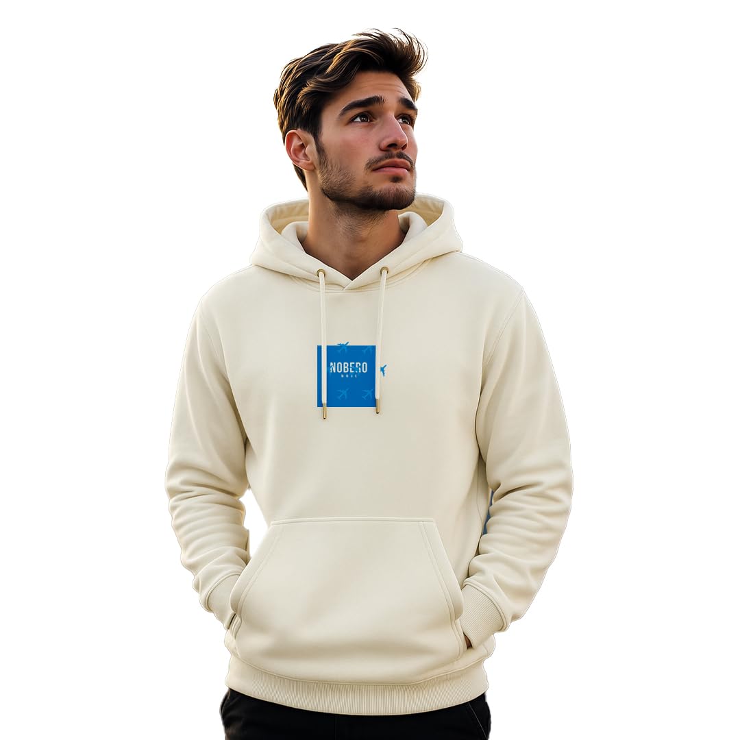 Nobero Printed Hoodies for Man | 280 GSM Rich Cotton Fleece Hooded Full Sleeve Sweatshirt for Man | Stylish Casual Wear Winter Hoodies for Men