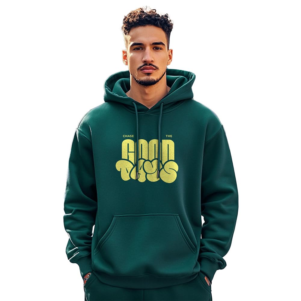 Nobero Printed Hoodies for Man | 280 GSM Rich Cotton Fleece Hooded Full Sleeve Sweatshirt for Man | Stylish Casual Wear Winter Hoodies for Men
