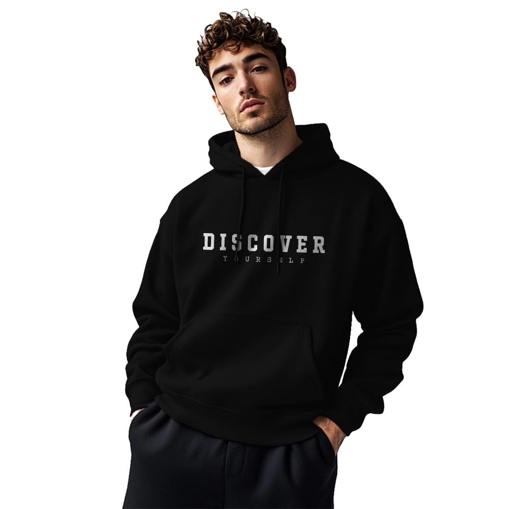 Nobero Printed Hoodies for Man | 280 GSM Rich Cotton Fleece Hooded Full Sleeve Sweatshirt for Man | Stylish Casual Wear Winter Hoodies for Men