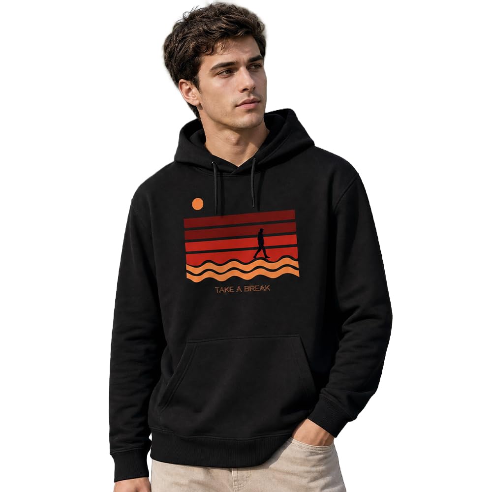 Nobero Printed Hoodies for Man | 280 GSM Rich Cotton Fleece Hooded Full Sleeve Sweatshirt for Man | Stylish Casual Wear Winter Hoodies for Men