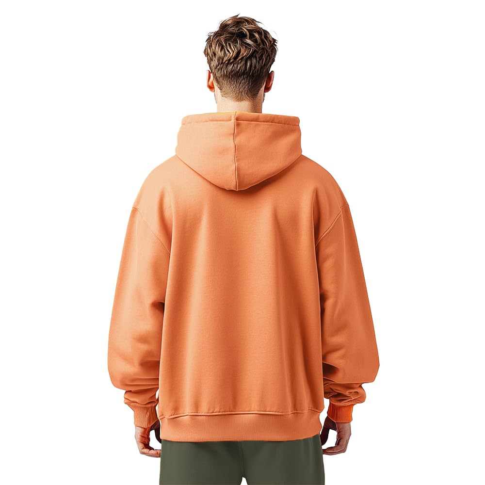 NOBERO Oversized Solid Hooded Sweatshirt for Men | Oversized Hoodie for Men | Hooded Pullover | Cotton Rich Printed Hoodie 280 GSM Fleece
