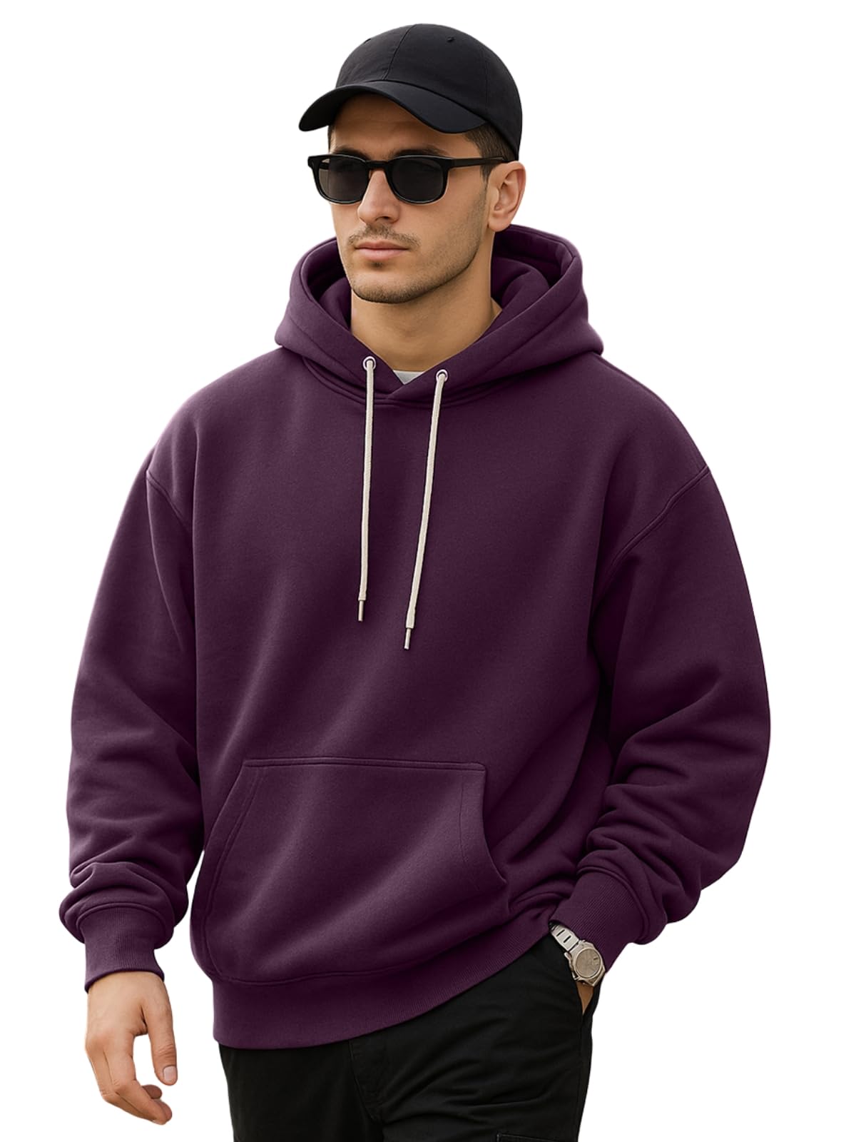 Veirdo® 280 GSM Cotton Fleece | Hooded Neck Full Sleeve | Regular Fit Sweatshirt | Solid Hoodie for Men | Sizes: S to 3XL