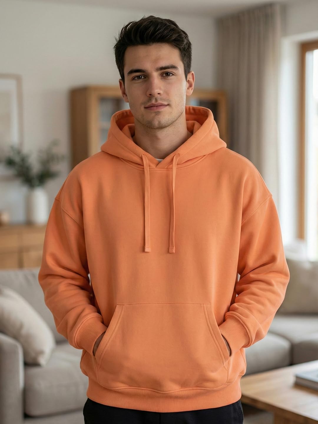 NOBERO Oversized Solid Hooded Sweatshirt for Men | Oversized Hoodie for Men | Hooded Pullover | Cotton Rich Printed Hoodie 280 GSM Fleece