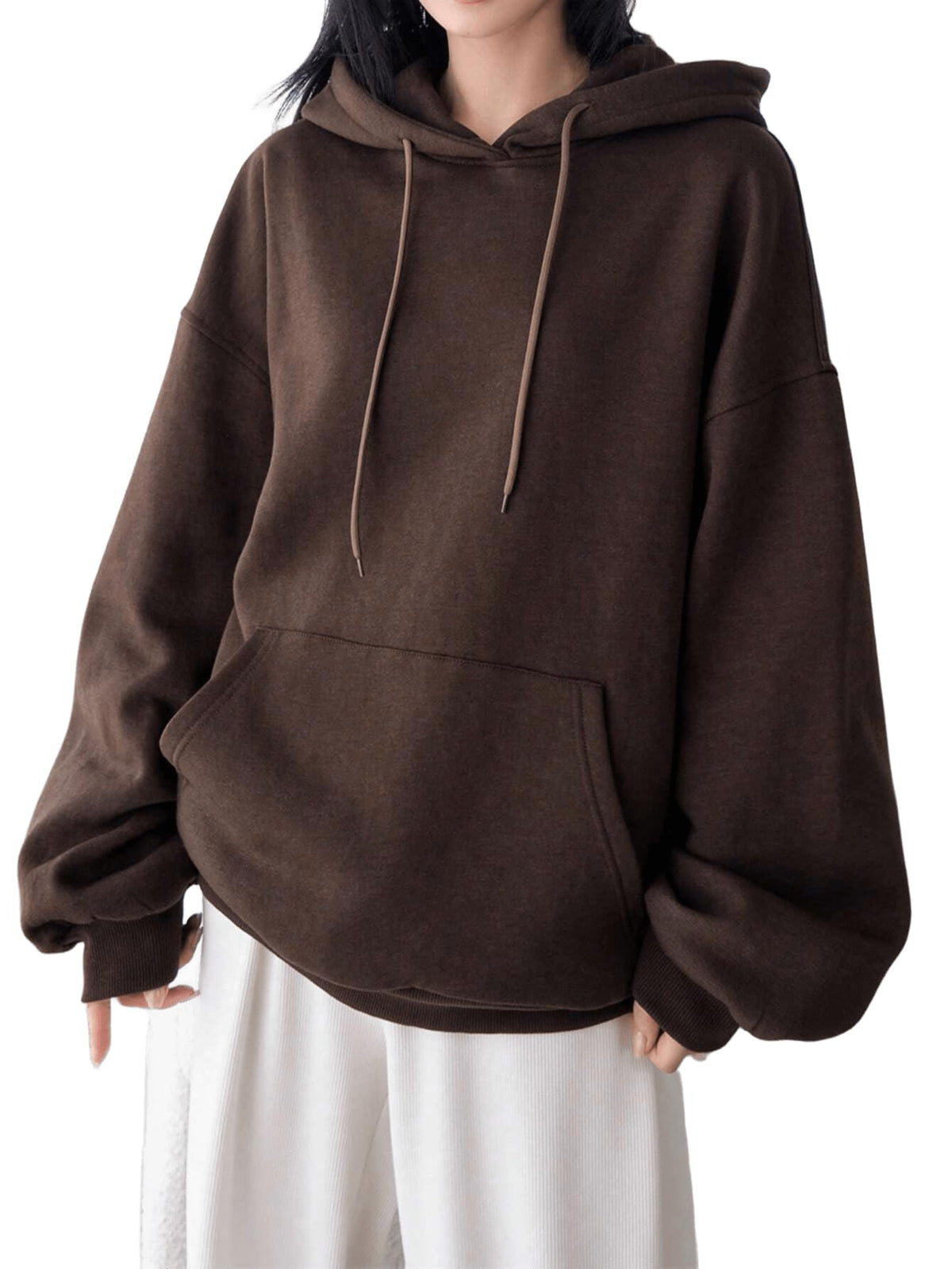 SXV STYLE Grey Solid Autumn New Loose Casual Hooded Sweatshirt for Women
