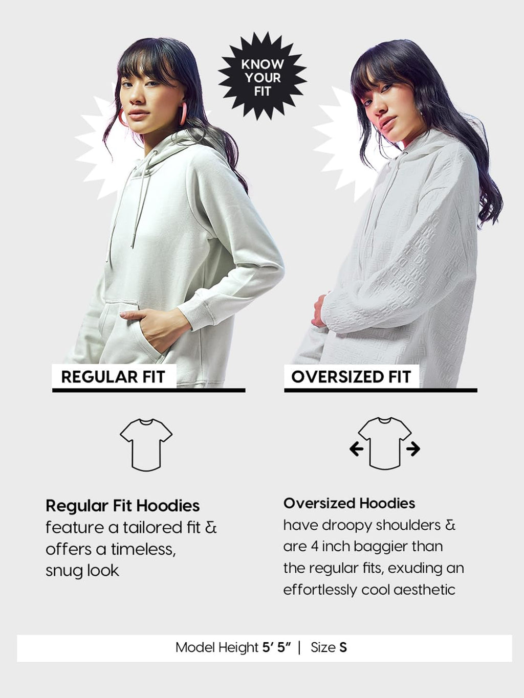 Bewakoof Women's Solid Oversized Fit Full Sleeve Hooded Cotton Blend Hoodies