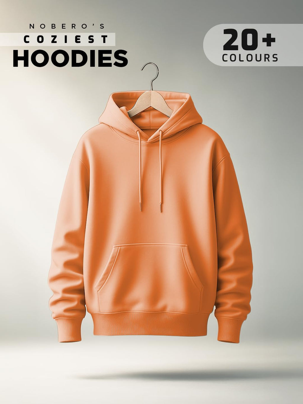 NOBERO Oversized Solid Hooded Sweatshirt for Men | Oversized Hoodie for Men | Hooded Pullover | Cotton Rich Printed Hoodie 280 GSM Fleece