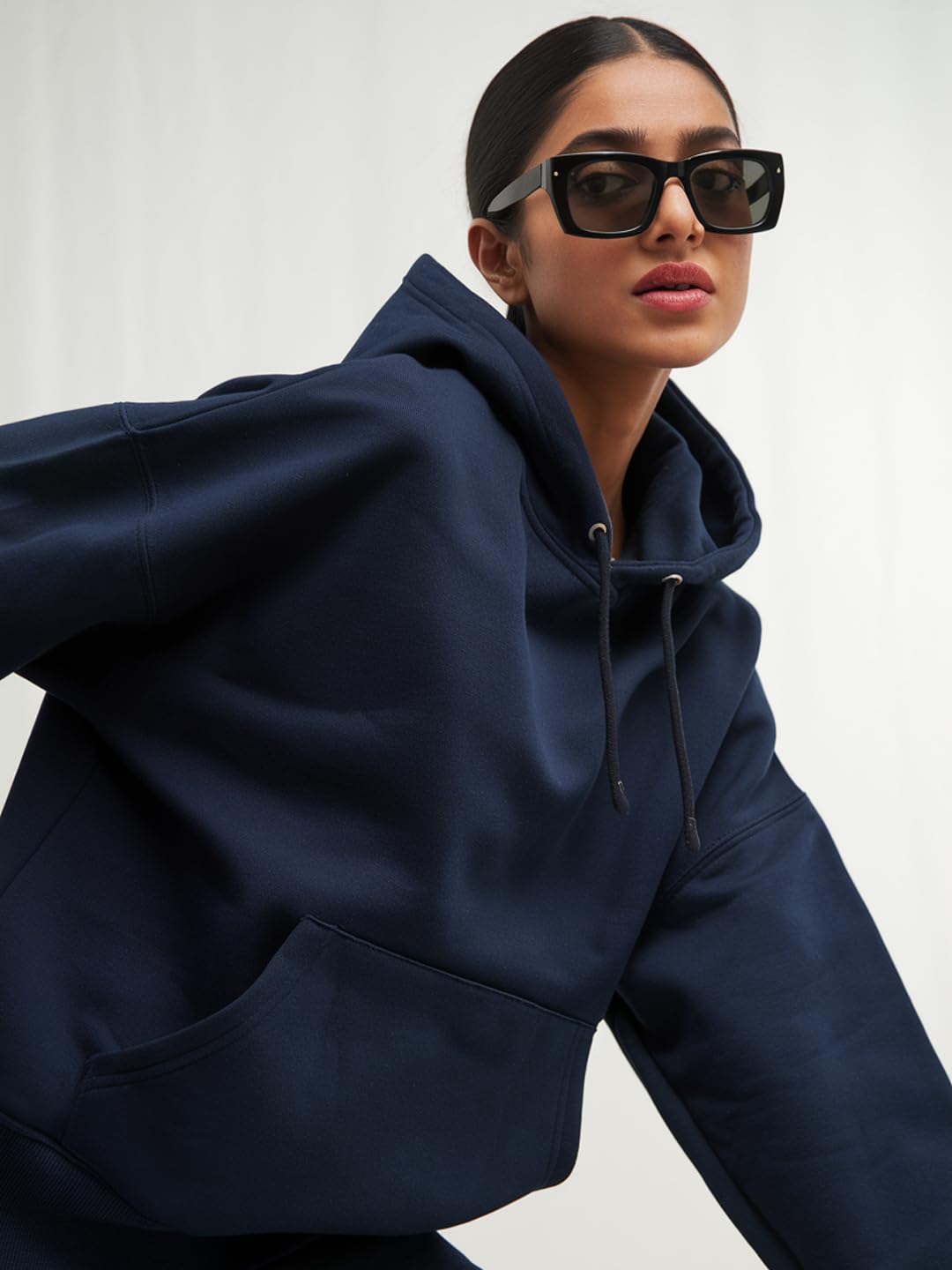 Fflirtygo Women's Hoodie Sweatshirt, Oversized - Navy, XL