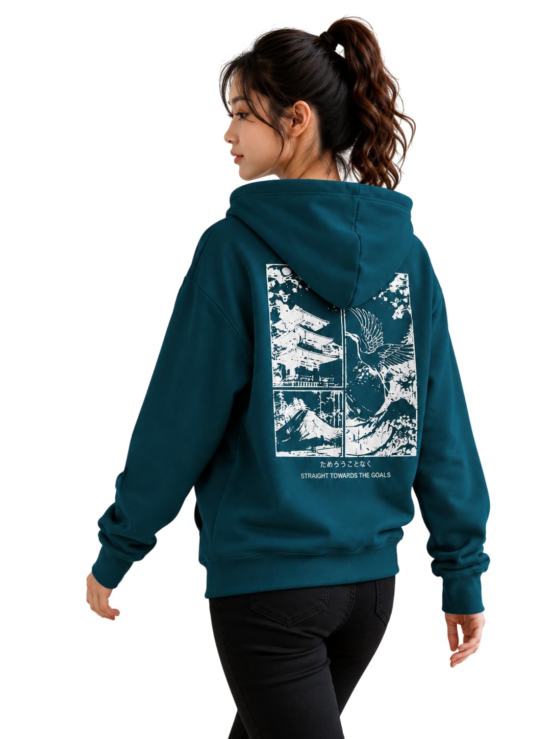 Women's Oversized Hoodie Sweatshirt | Graphic Back Print Hooded Pullover | Long Sleeve Fleece Hoodie with Kangaroo Pocket | Casual Winter Wear
