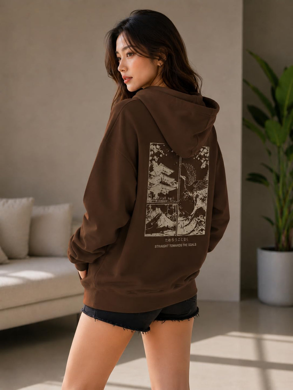 Women's Oversized Hoodie Sweatshirt | Graphic Back Print Hooded Pullover | Long Sleeve Fleece Hoodie with Kangaroo Pocket | Casual Winter Wear