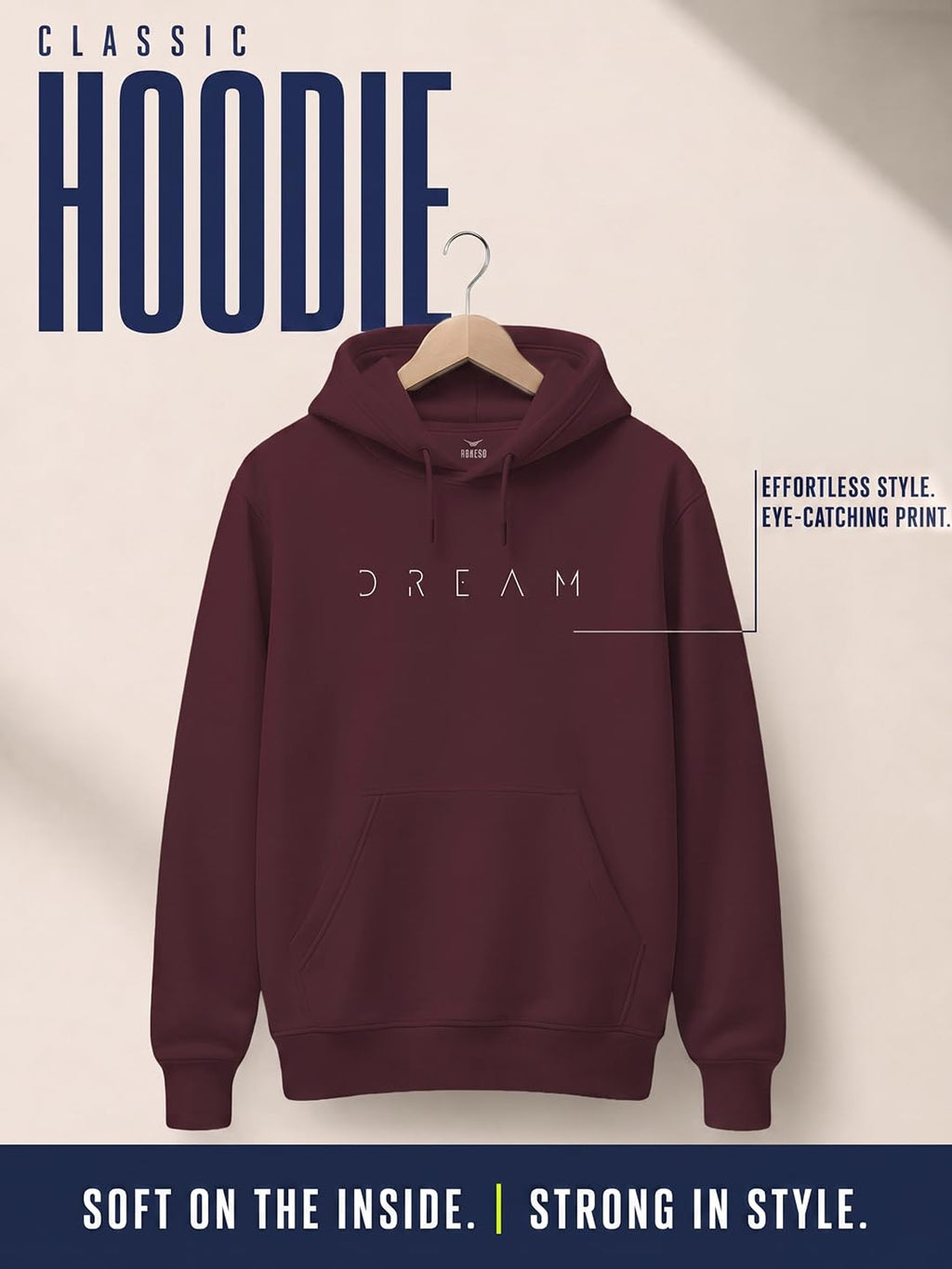 Nobero Printed Hoodies for Man | 280 GSM Rich Cotton Fleece Hooded Full Sleeve Sweatshirt for Man | Stylish Casual Wear Winter Hoodies for Men