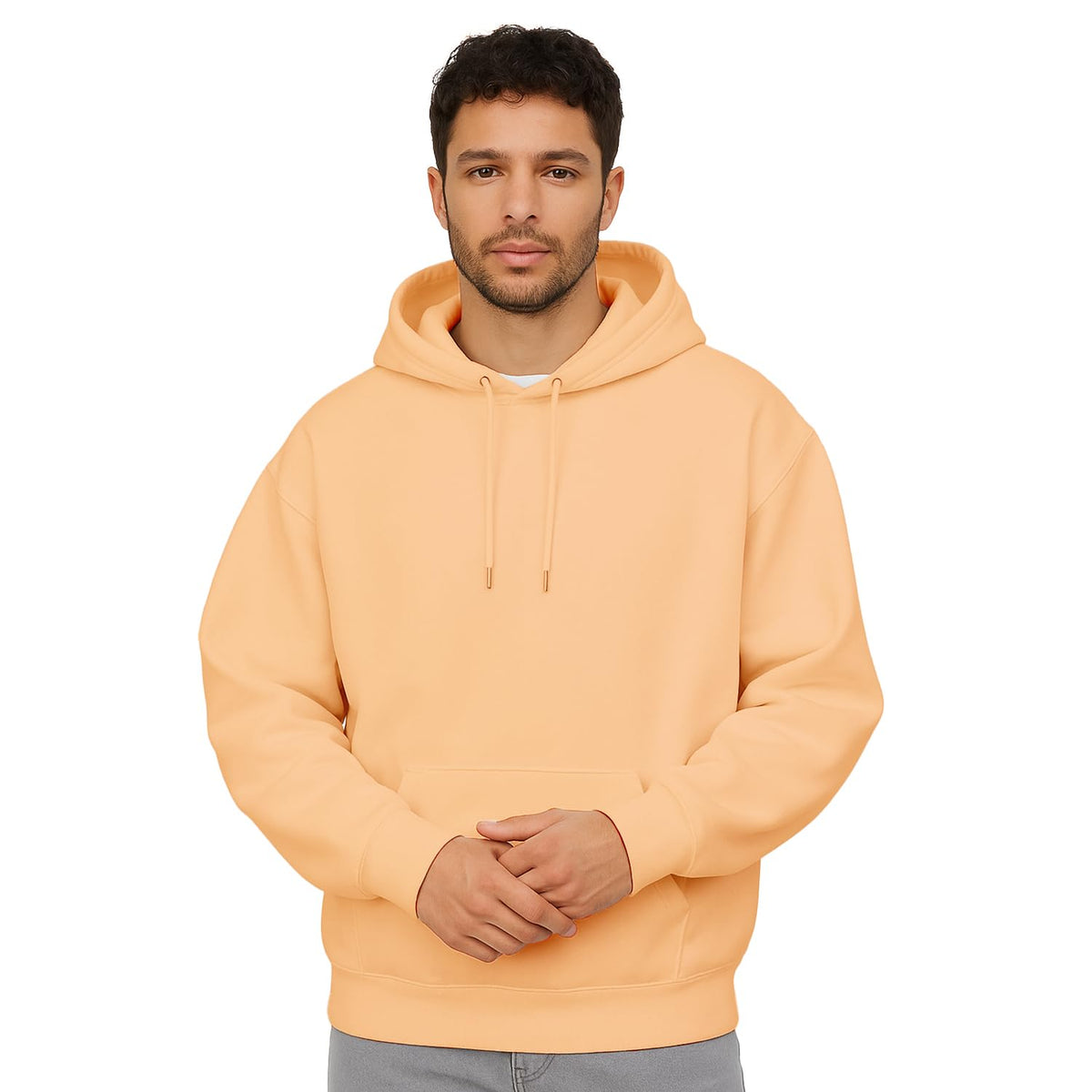 NOBERO Oversized Solid Hooded Sweatshirt for Men | Oversized Hoodie for Men | Hooded Pullover | Cotton Rich Printed Hoodie 280 GSM Fleece
