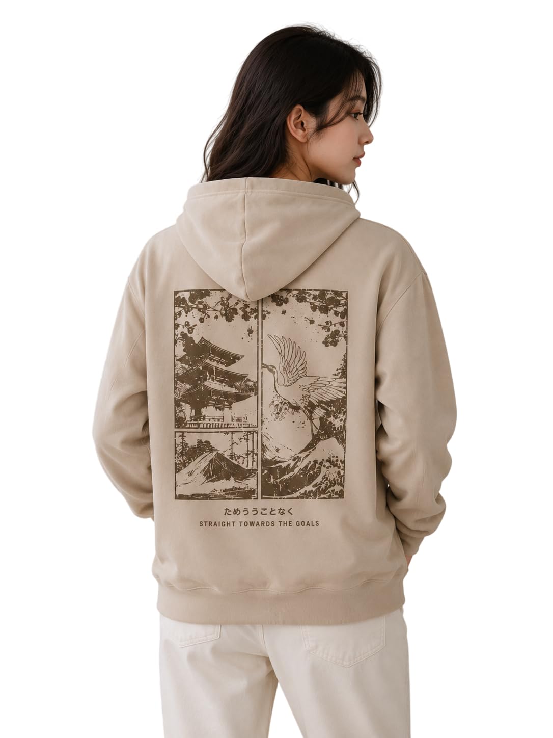 Women's Oversized Hoodie Sweatshirt | Graphic Back Print Hooded Pullover | Long Sleeve Fleece Hoodie with Kangaroo Pocket | Casual Winter Wear