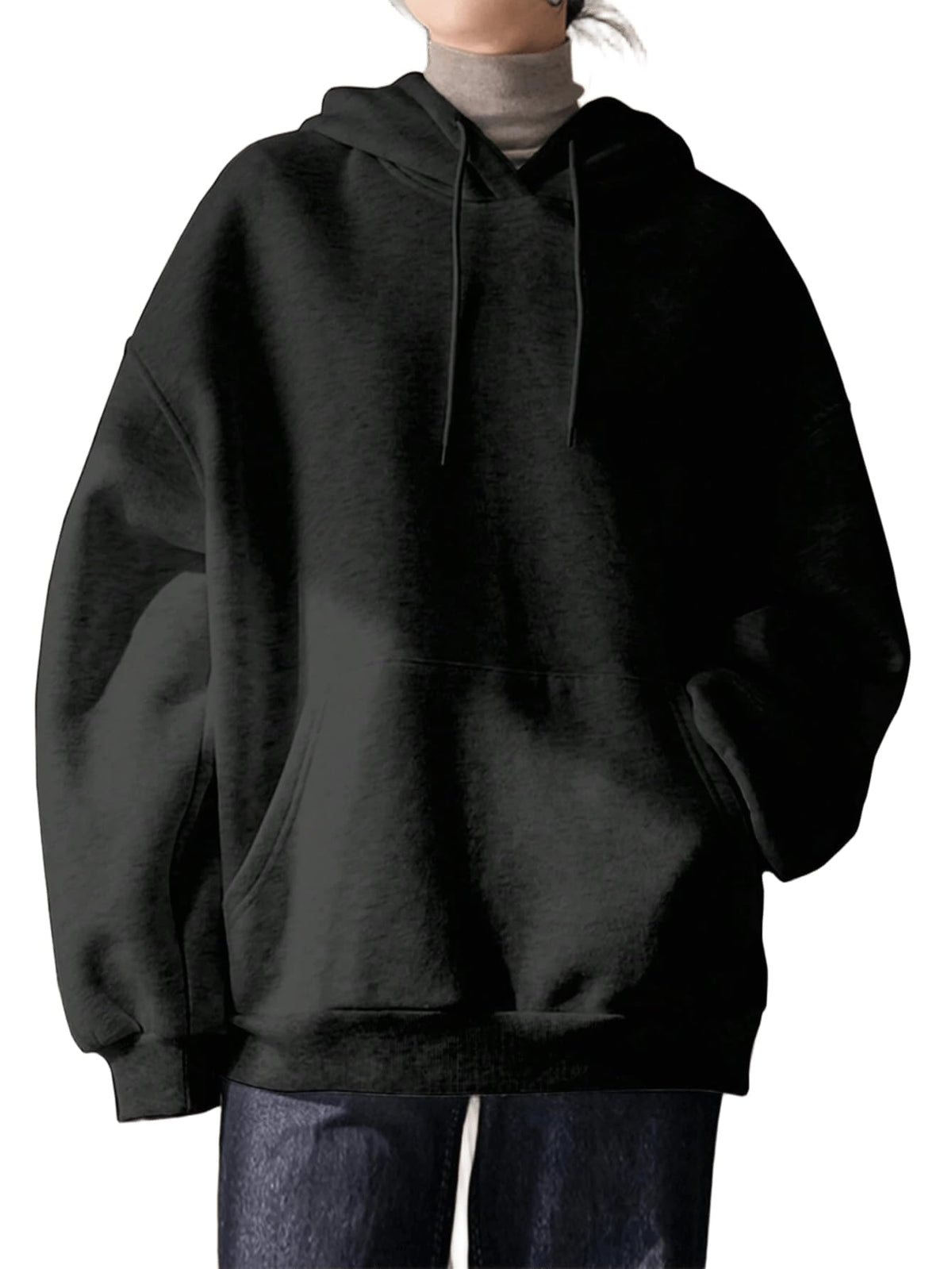 SXV STYLE Grey Solid Autumn New Loose Casual Hooded Sweatshirt for Women