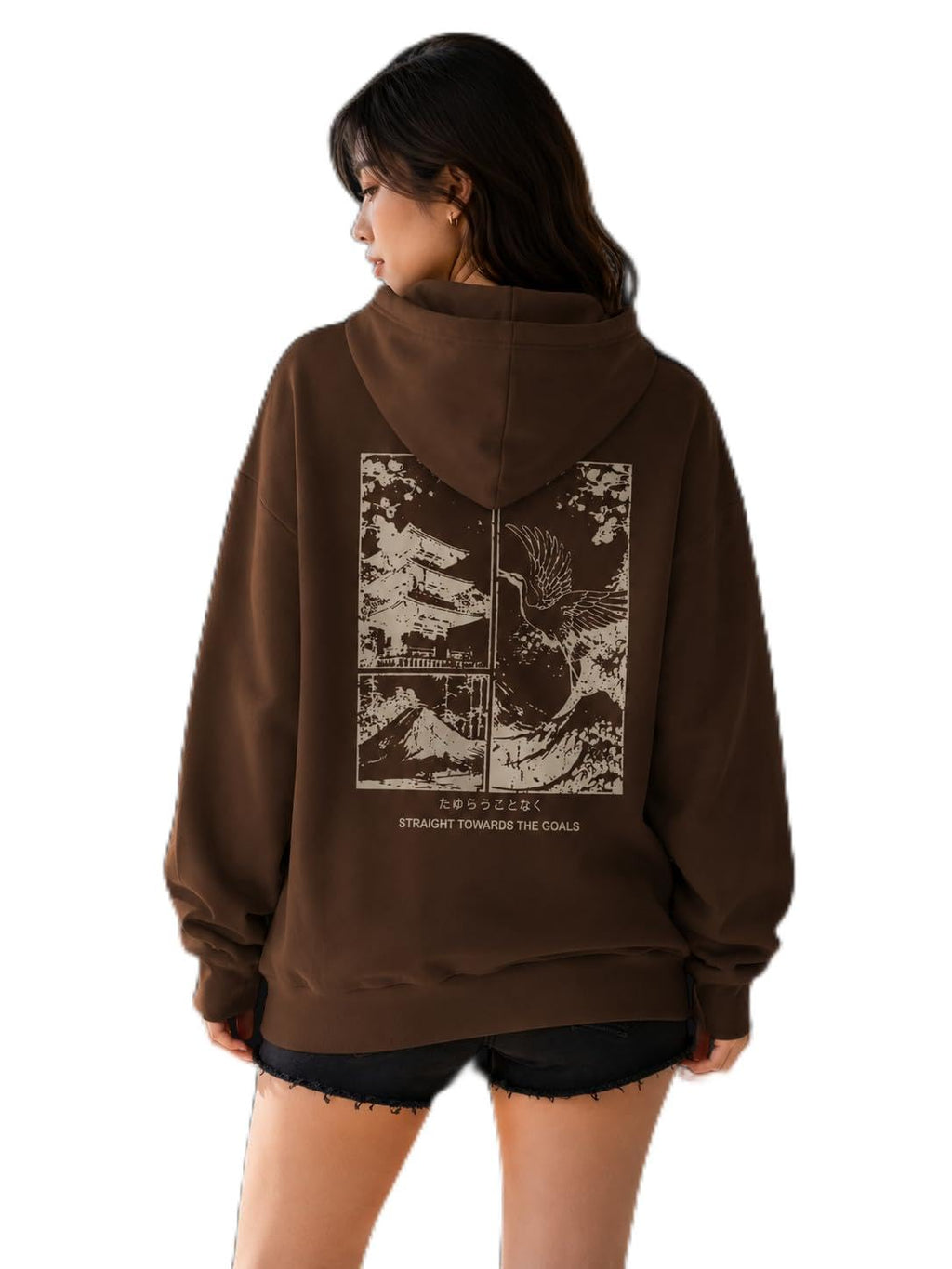 Women's Oversized Hoodie Sweatshirt | Graphic Back Print Hooded Pullover | Long Sleeve Fleece Hoodie with Kangaroo Pocket | Casual Winter Wear