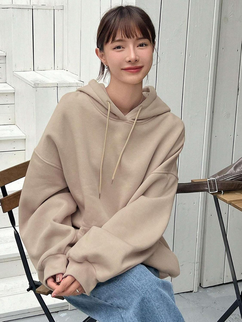 SXV STYLE Grey Solid Autumn New Loose Casual Hooded Sweatshirt for Women
