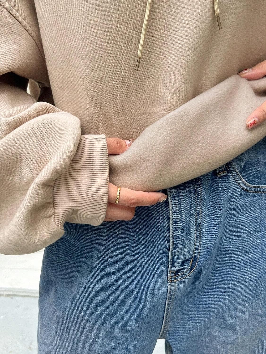 SXV STYLE Grey Solid Autumn New Loose Casual Hooded Sweatshirt for Women